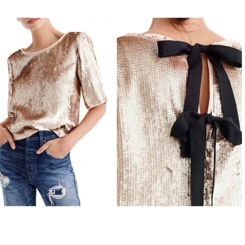 J. CREW Rose Gold Sequin Crop Top